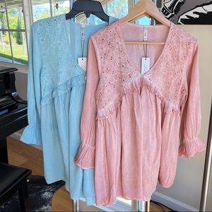 Sold! NWT Lori & Mari Bohemian Lace Shirt Dusty Pink Vintage Look 100% Cotton